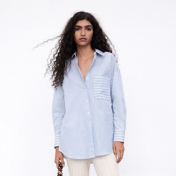 Zara COMBINATION STRIPED SHIRT - Picture 1 of 6